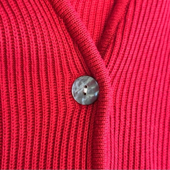 Talbots Women’s Red 100% Cotton Knit Button Down Cardigan Size Medium - Picture 6 of 11